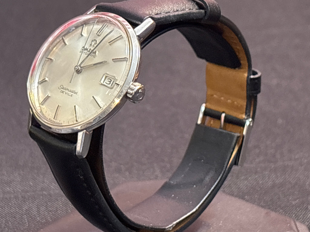 Original Omega Deville date Automatic/blk leather strap-omega buckle.