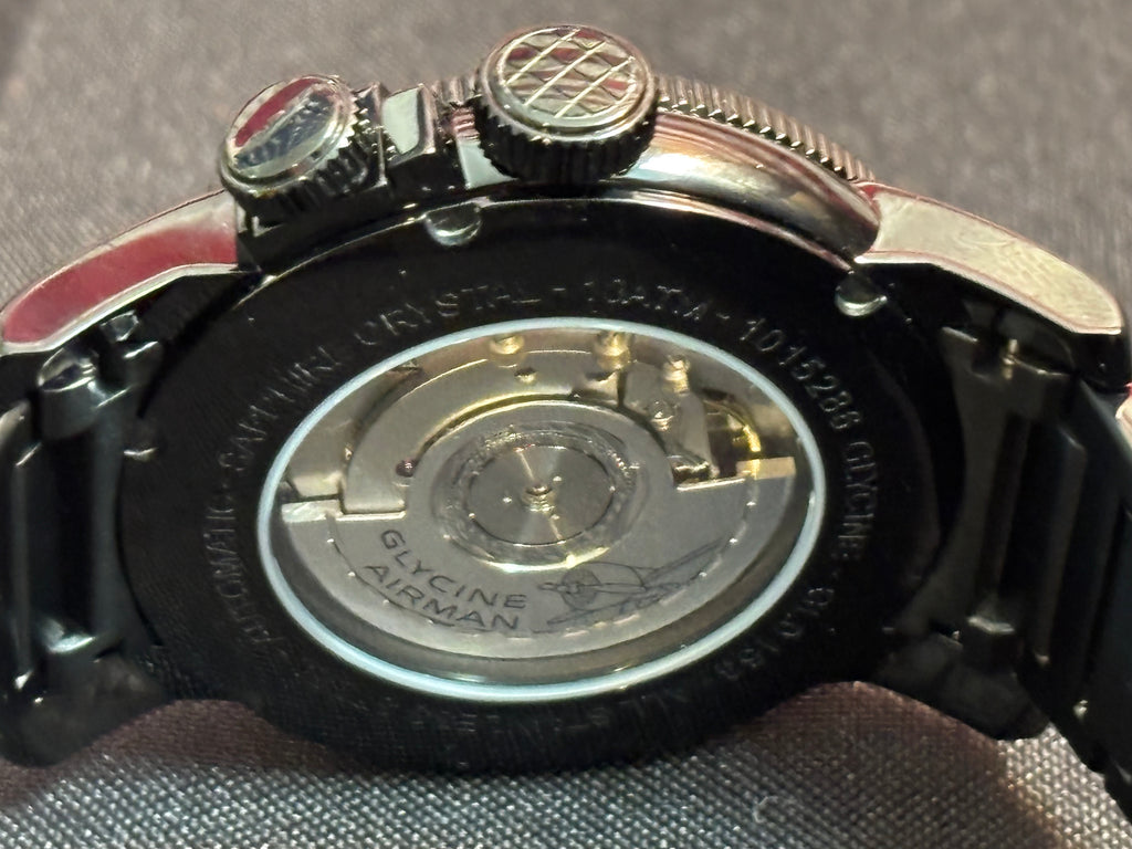 Glycine Airman Gl0153 world time black pvd mens watch