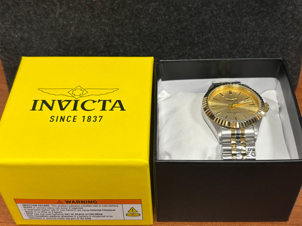 Invicta Specialty gold 36mm ladies quartz watch on two tone jubilee bracelet #29405