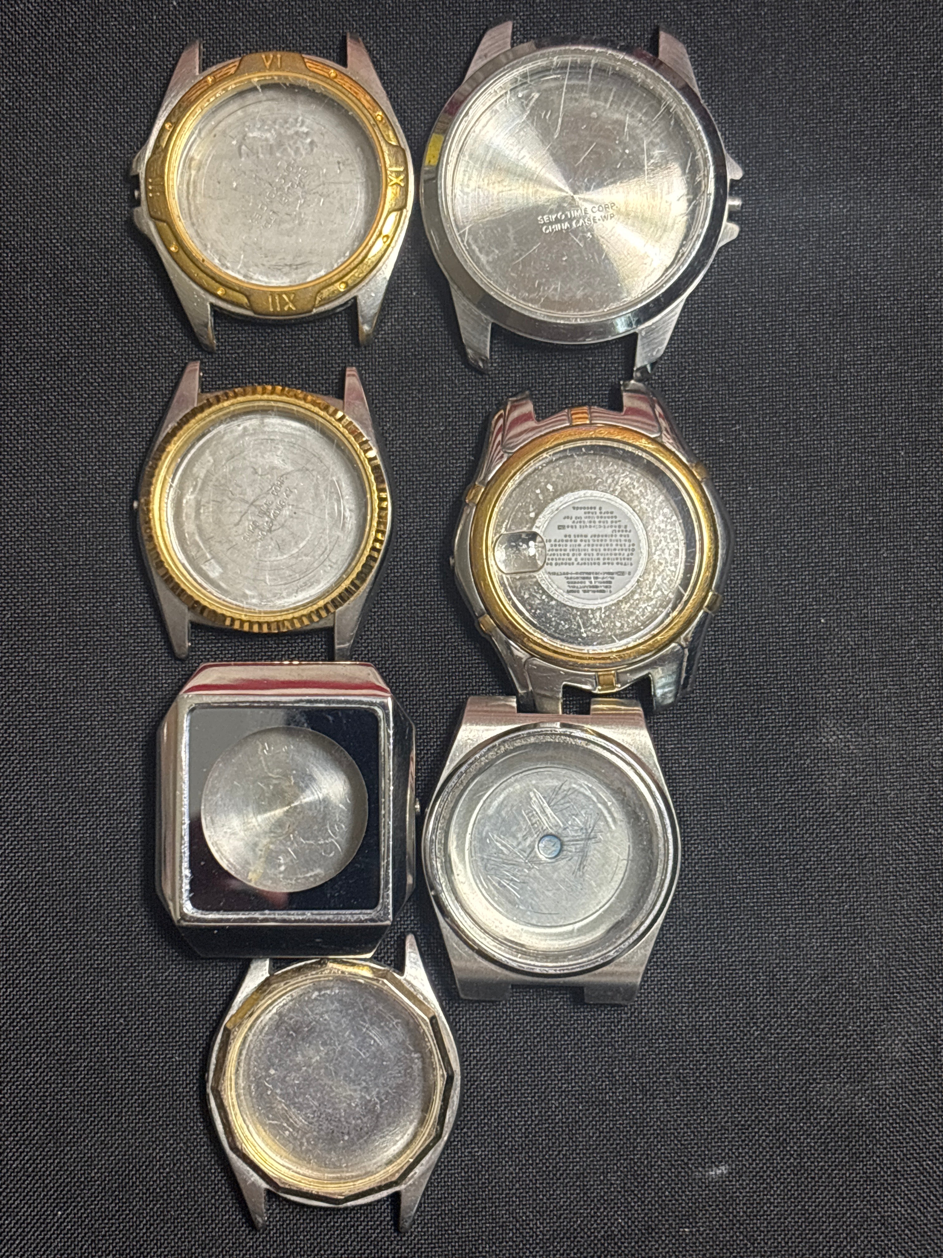 Watch Case Lot- Seiko/Citizen/Pulsar cases complete
