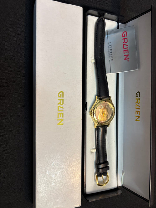 Gruen quartz “WalkingLiberty“ coin watch- brand new in box