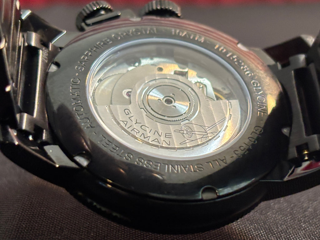 Glycine Airman Gl0153 world time black pvd mens watch
