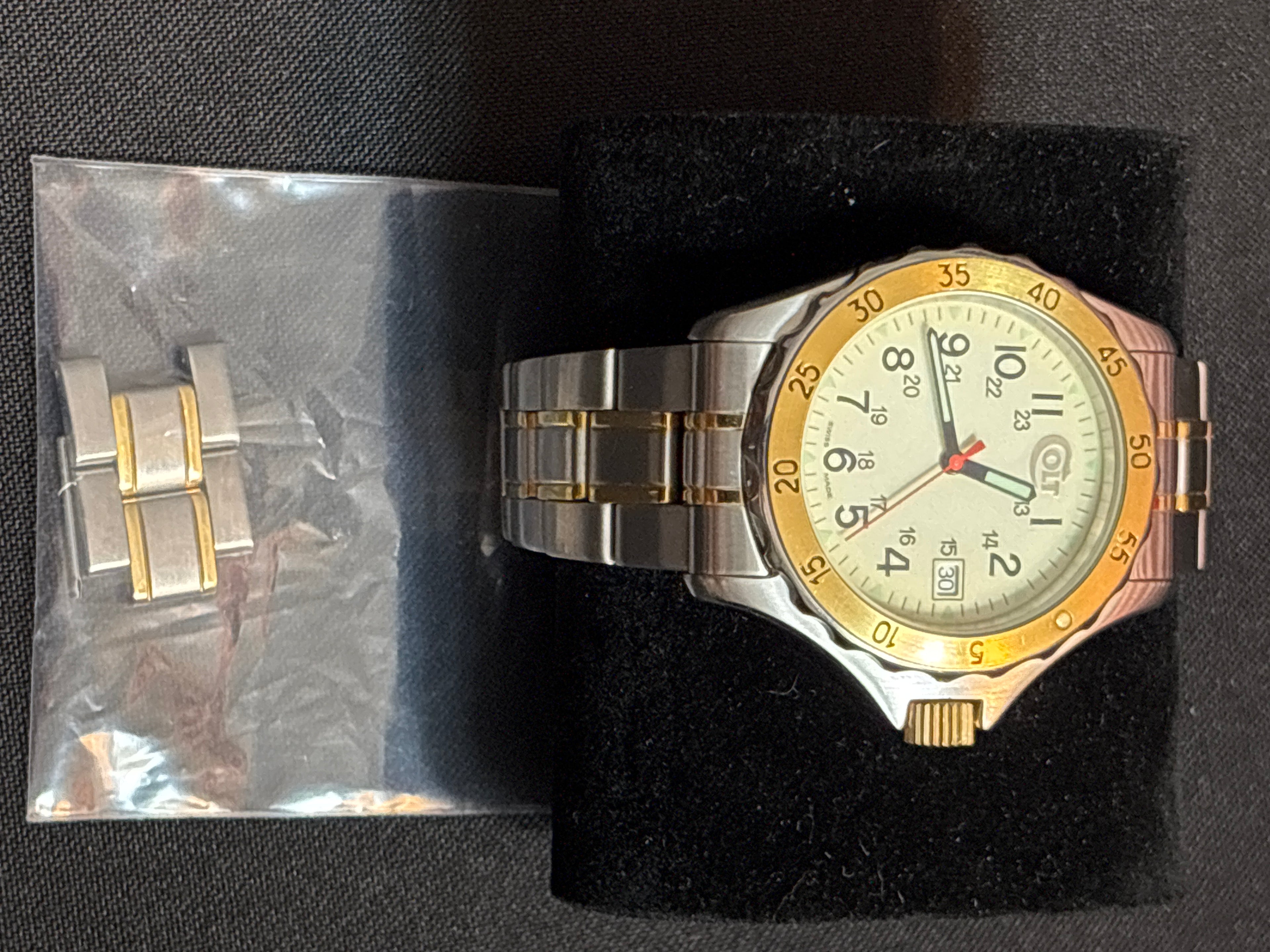 Colt Arms Swiss quartz mens watch on stainless steel band- like new no box
