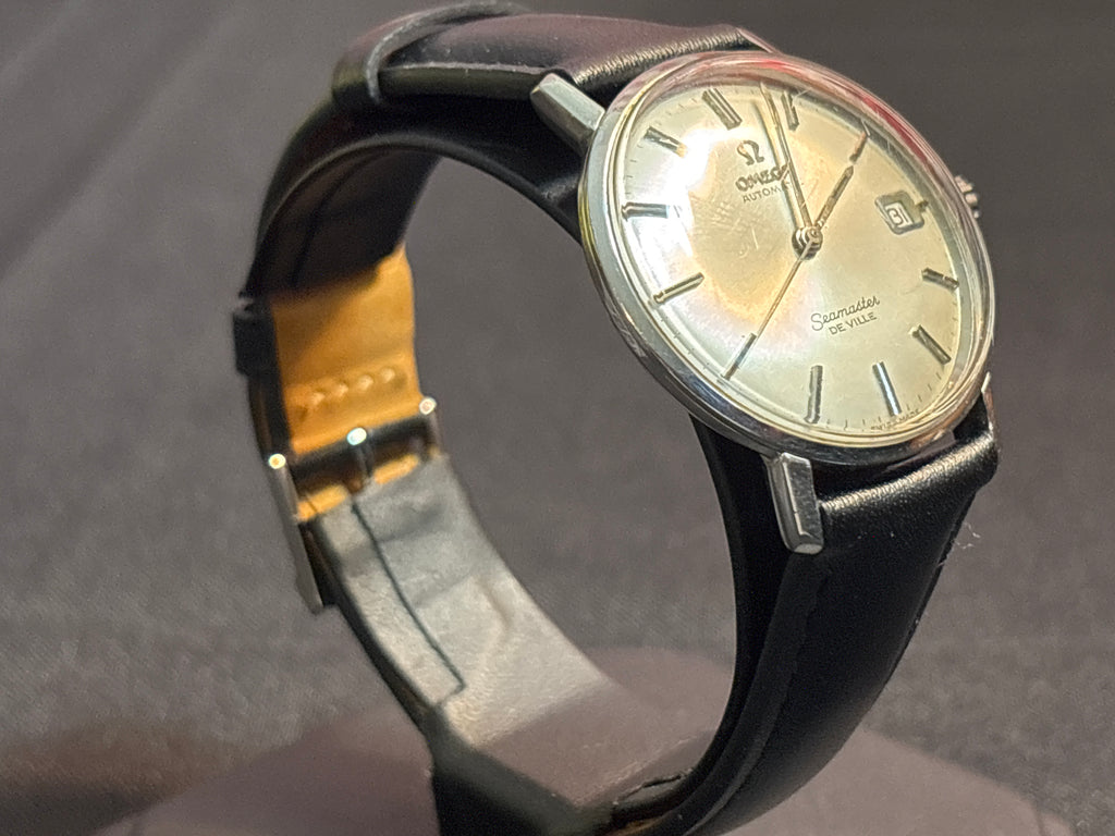 Original Omega Deville date Automatic/blk leather strap-omega buckle.