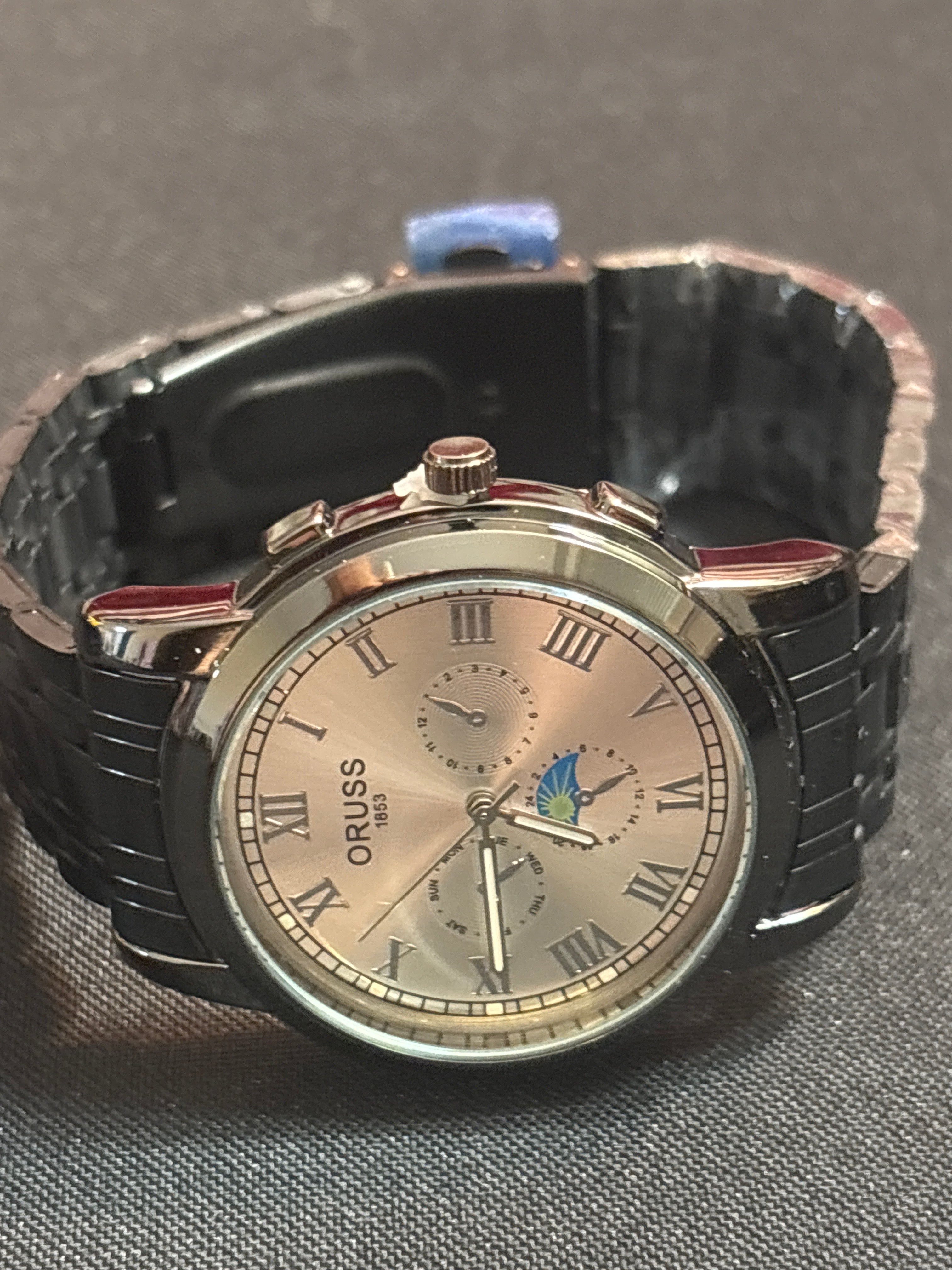 Oruss black/silver quartz watch
