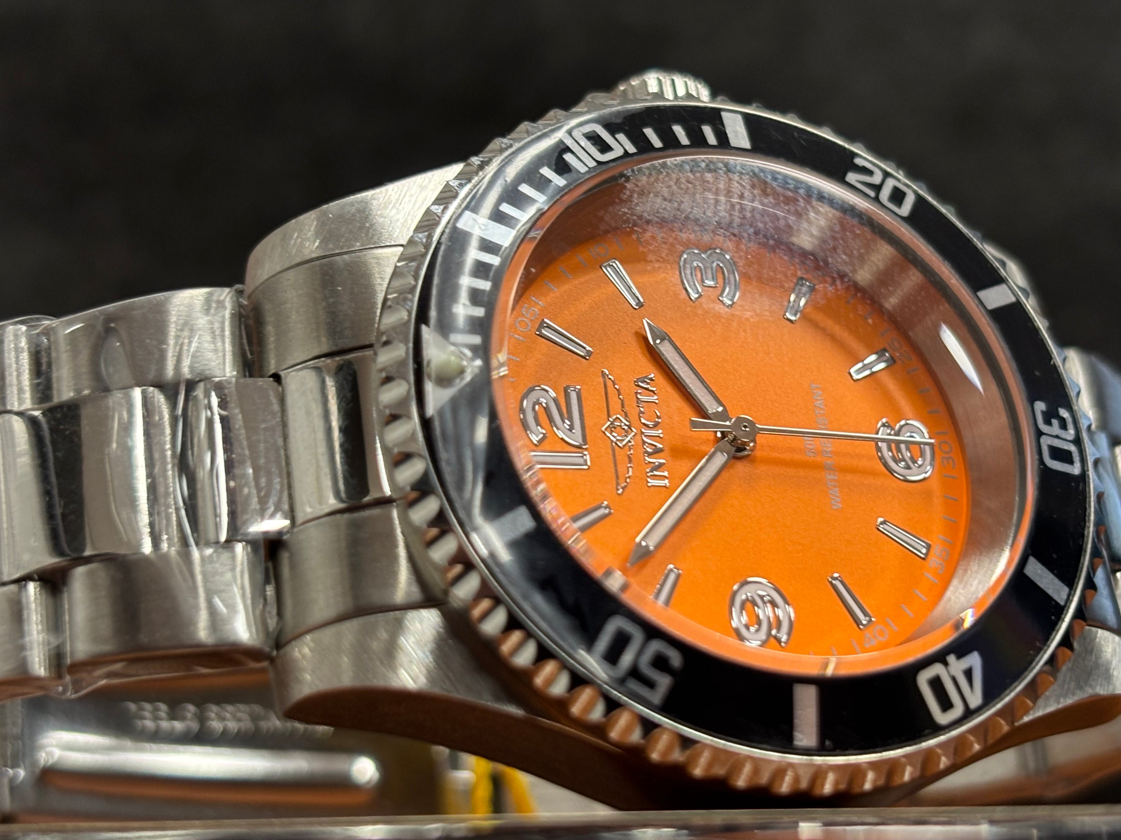 Invicta Specialty Pro Diver orange 40mm mens watch SS Bracelet