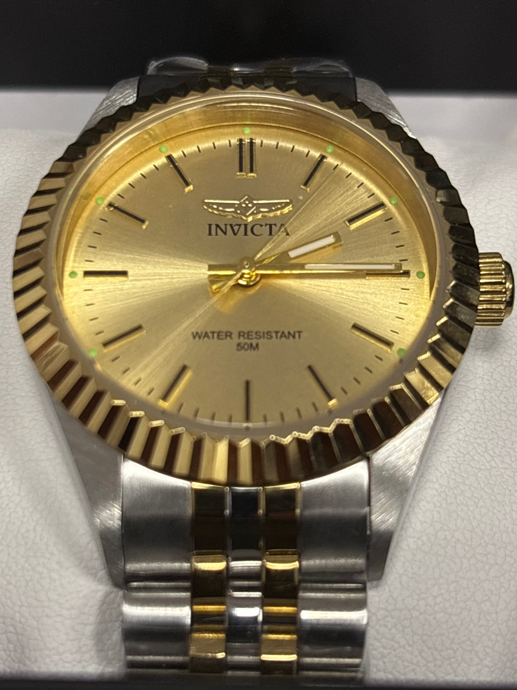 Invicta Specialty gold 36mm ladies quartz watch on two tone jubilee bracelet #29405