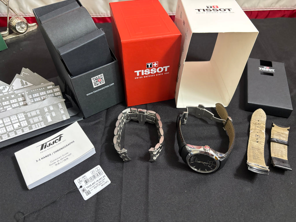 Tissot Couturier Auto Men's Black Mens Watch - T035407A-Full Set-xtra Bracelet