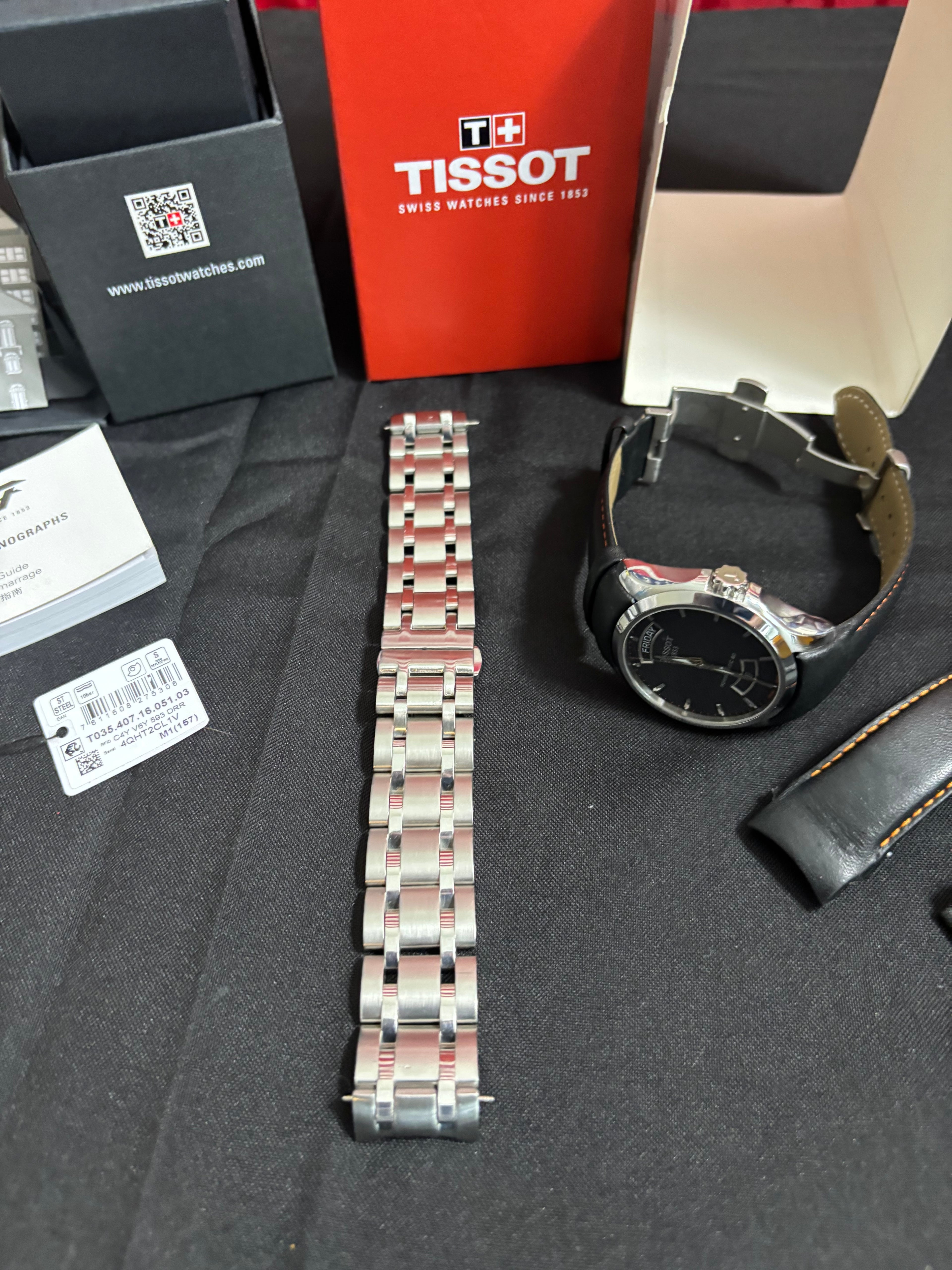 Tissot Couturier Auto Men's Black Mens Watch - T035407A-Full Set-xtra Bracelet