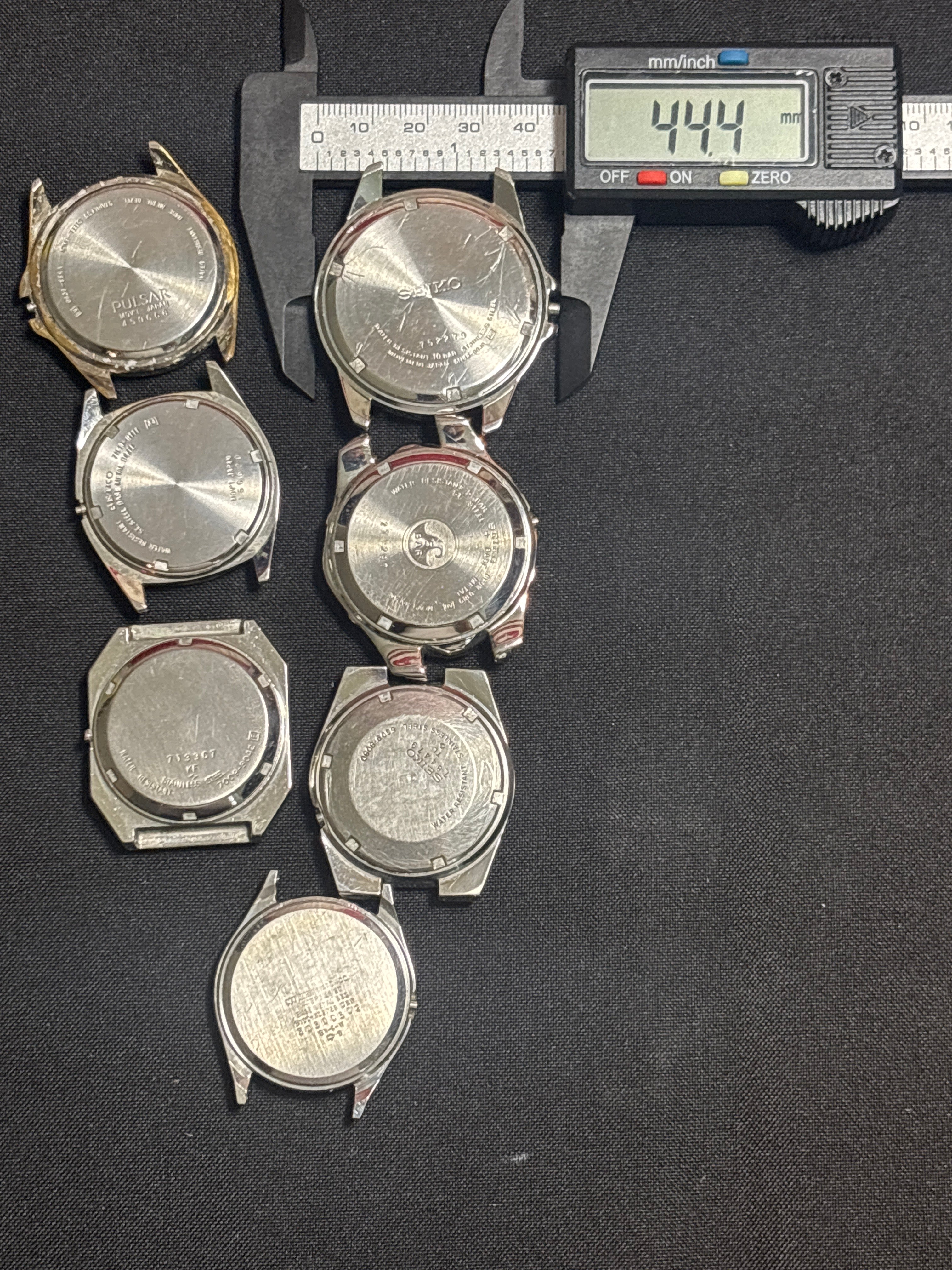 Watch Case Lot- Seiko/Citizen/Pulsar cases complete