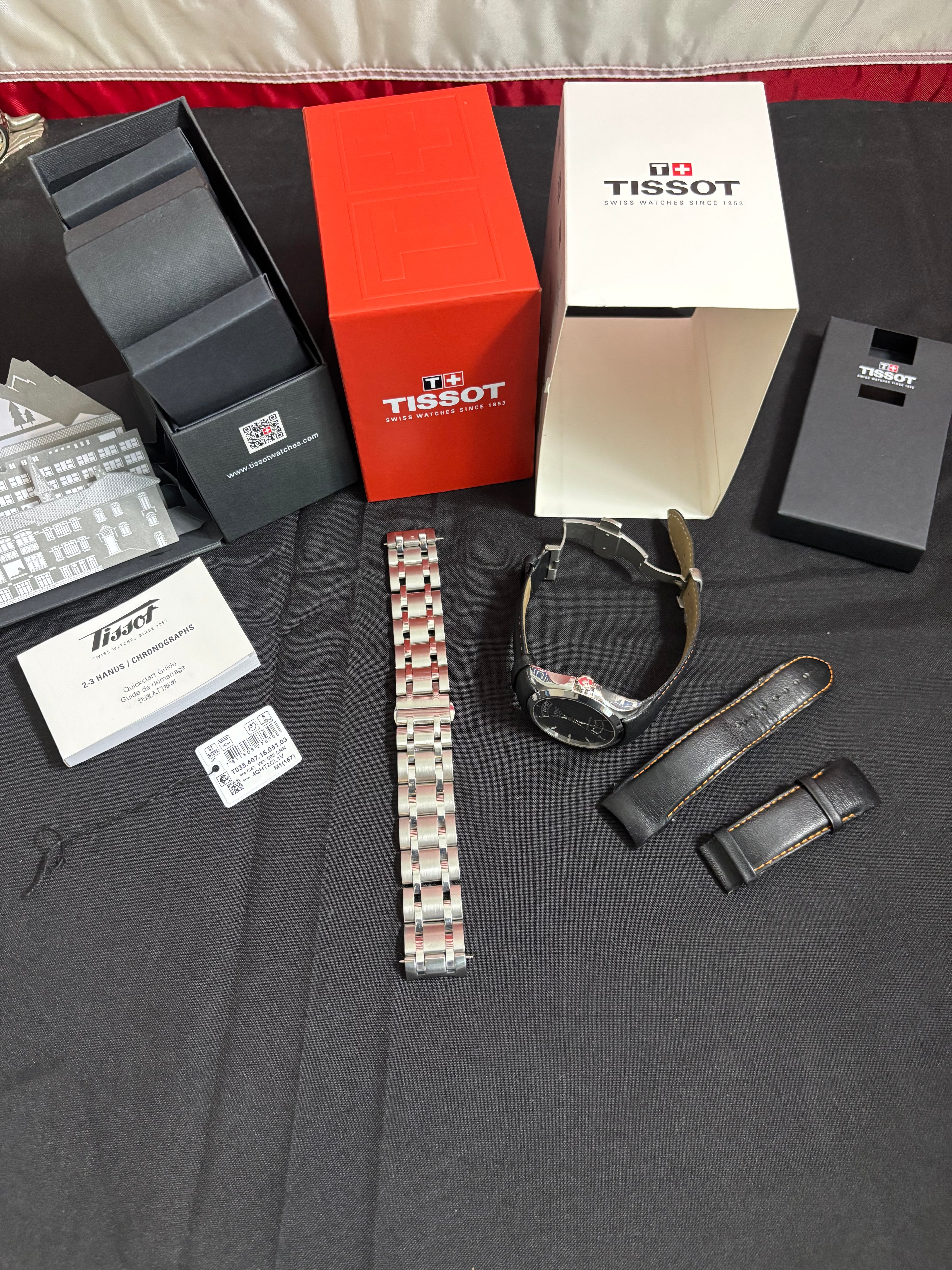 Tissot Couturier Auto Men's Black Mens Watch - T035407A-Full Set-xtra Bracelet