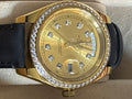 Mod Rolex theme Presidential on black leather strap-