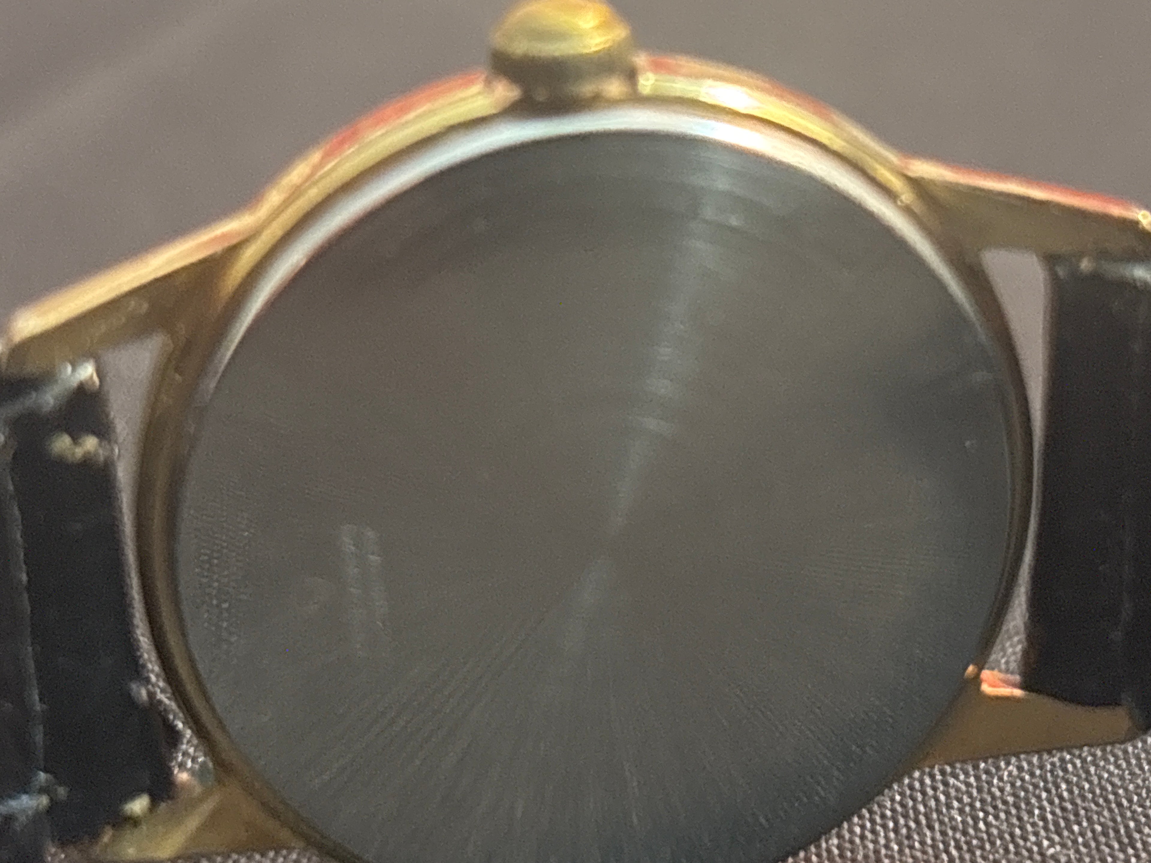 Vintage Helbros 34mm mechanical mens watch on blk leather strap