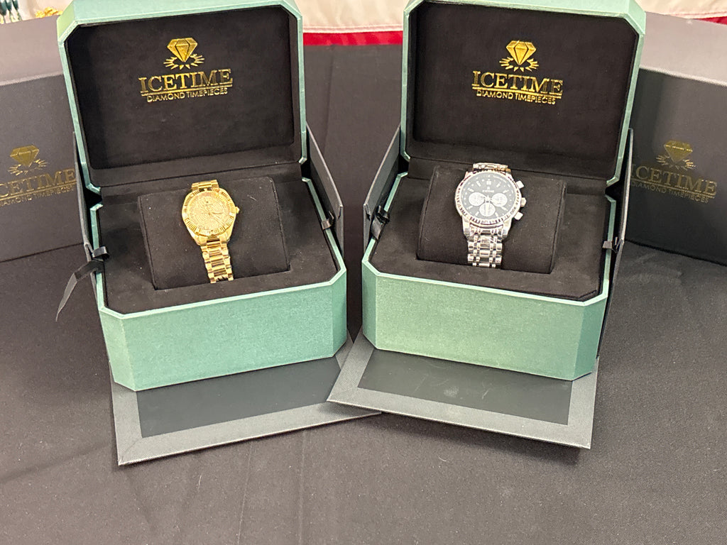 Icetime his/hers both full sets .10carat diamonds in each time piece.