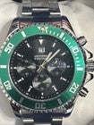 Invictas MP Mpw-0088 42mm Blk/Green Chrono Quartz Mens Watch On SS Bracelet