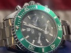 Invictas MP Mpw-0088 42mm Blk/Green Chrono Quartz Mens Watch On SS Bracelet
