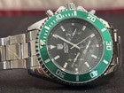 Invictas MP Mpw-0088 42mm Blk/Green Chrono Quartz Mens Watch On SS Bracelet