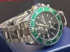 Invictas MP Mpw-0088 42mm Blk/Green Chrono Quartz Mens Watch On SS Bracelet
