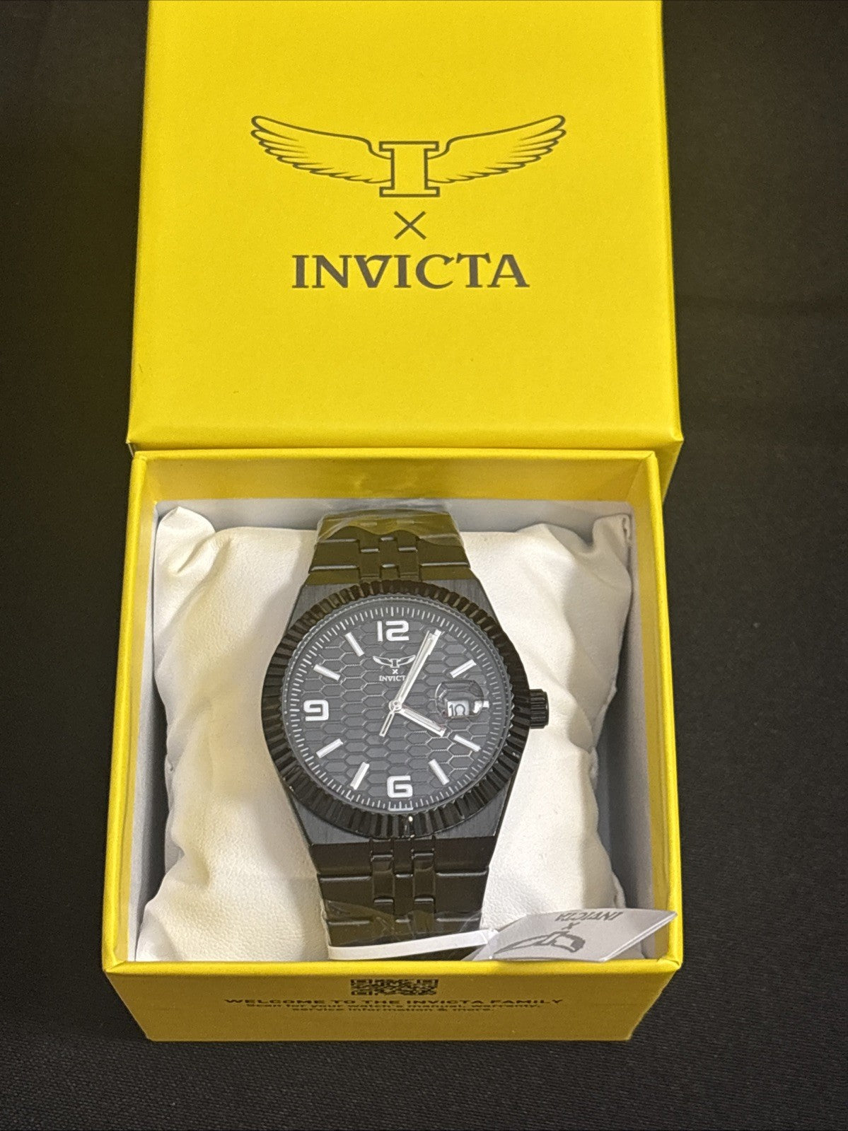 New Invicta Specialty #70053- Blk 40mm Mens Quartz Watch On Blk Stainless Band