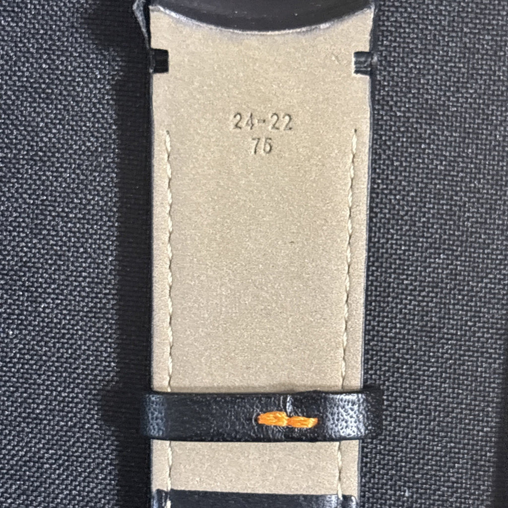 Tissot band/strap Black leather with orange stitch, curved ends, Genuine 24/22mm