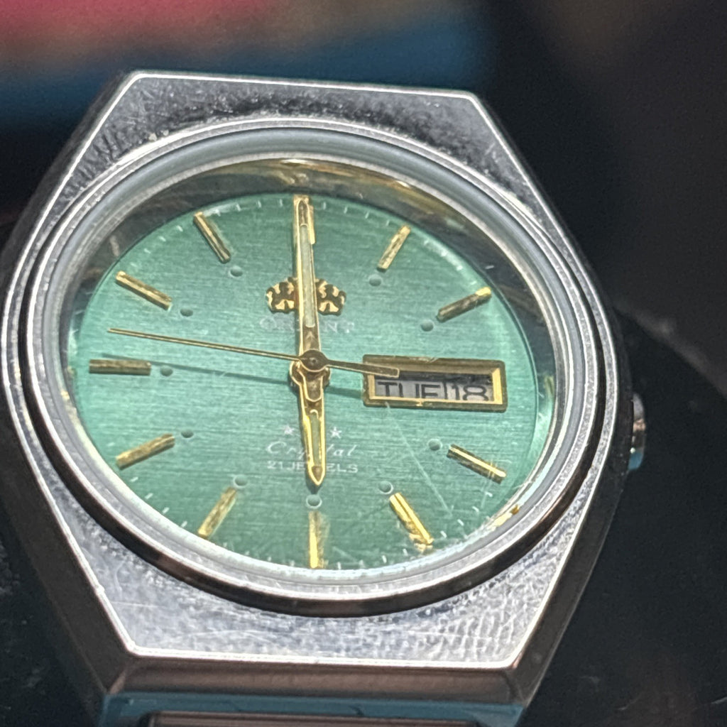 Orient 3 Star Green  Automatic Ladies Watch SS bracelet