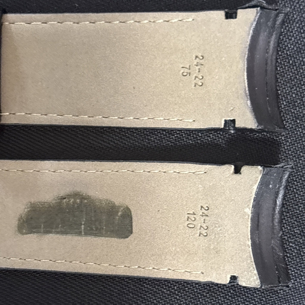 Tissot band/strap Black leather with orange stitch, curved ends, Genuine 24/22mm