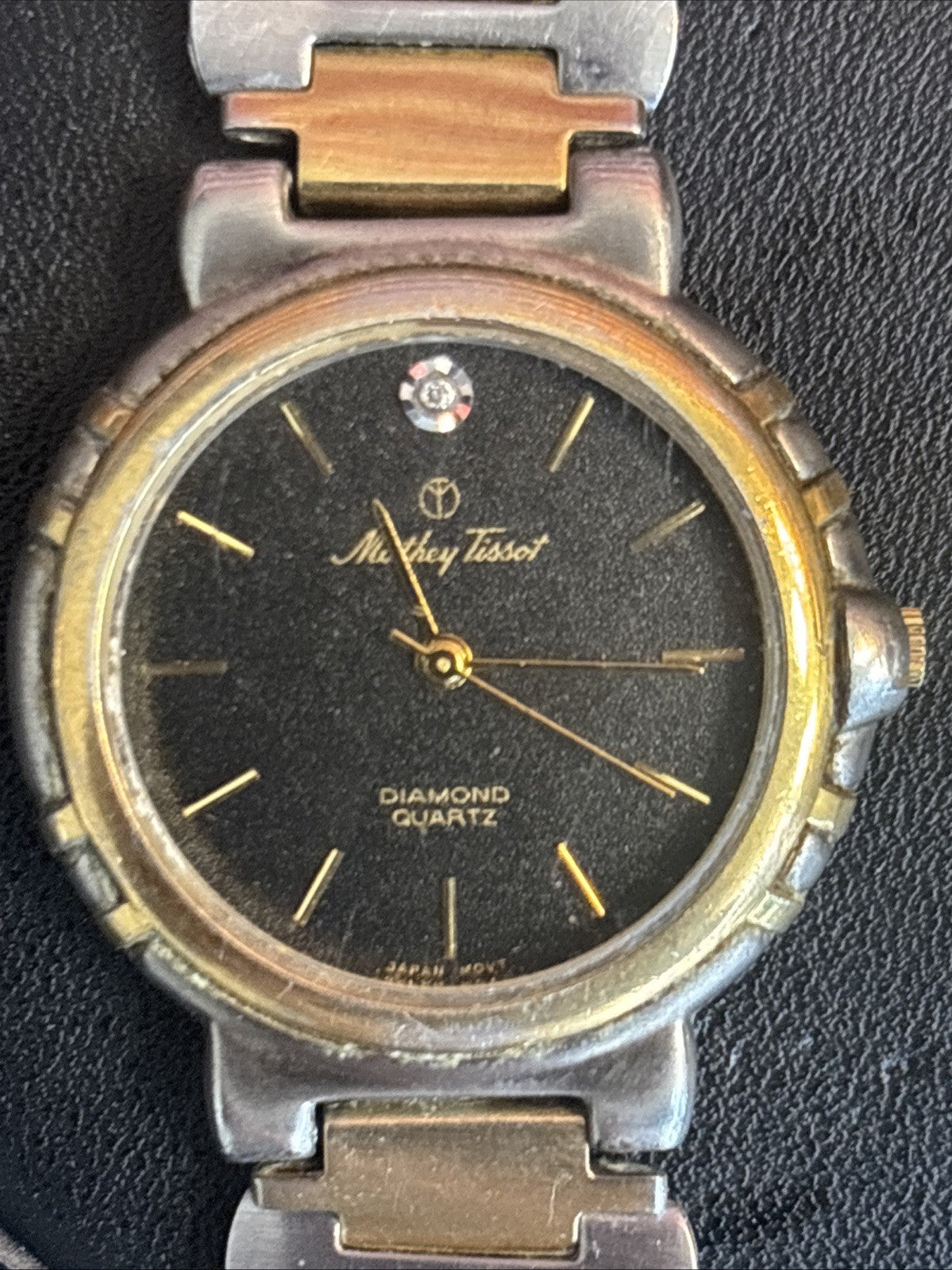 Vintage Ladies Mathey-Tissot Quartz Dress Watch - Classic Black & Gold
