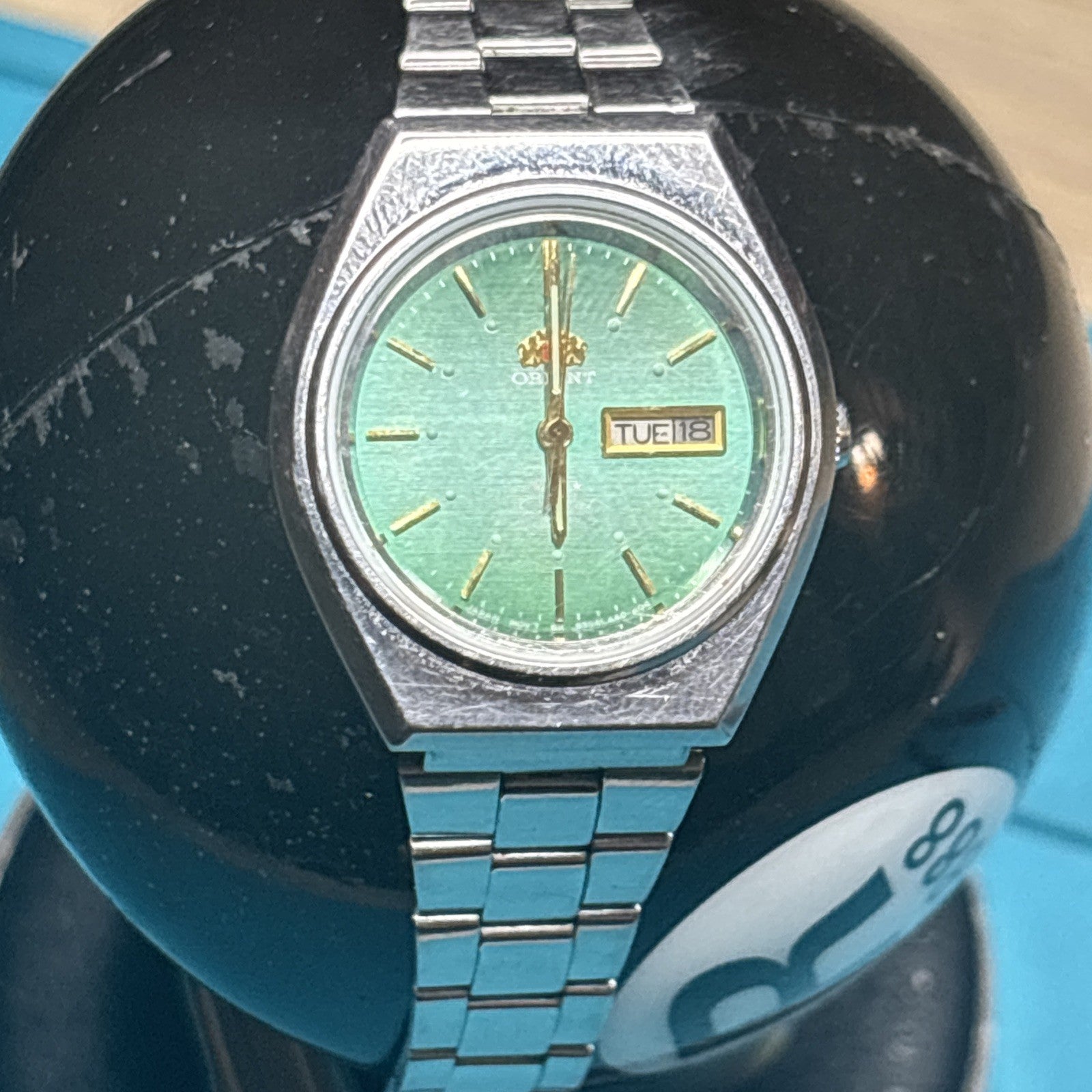 Orient 3 Star Green  Automatic Ladies Watch SS bracelet