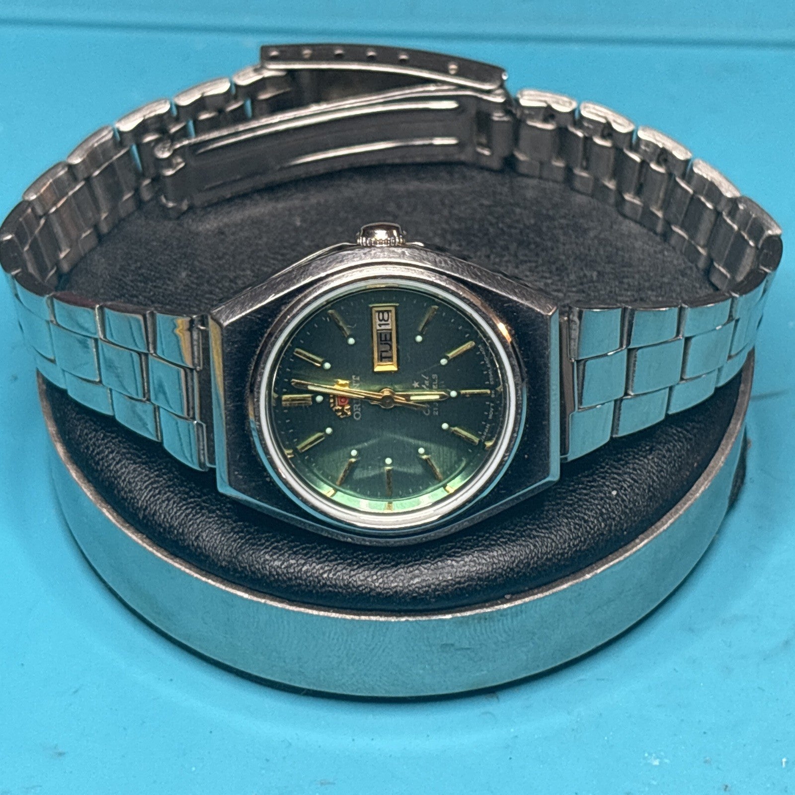 Orient 3 Star Green  Automatic Ladies Watch SS bracelet